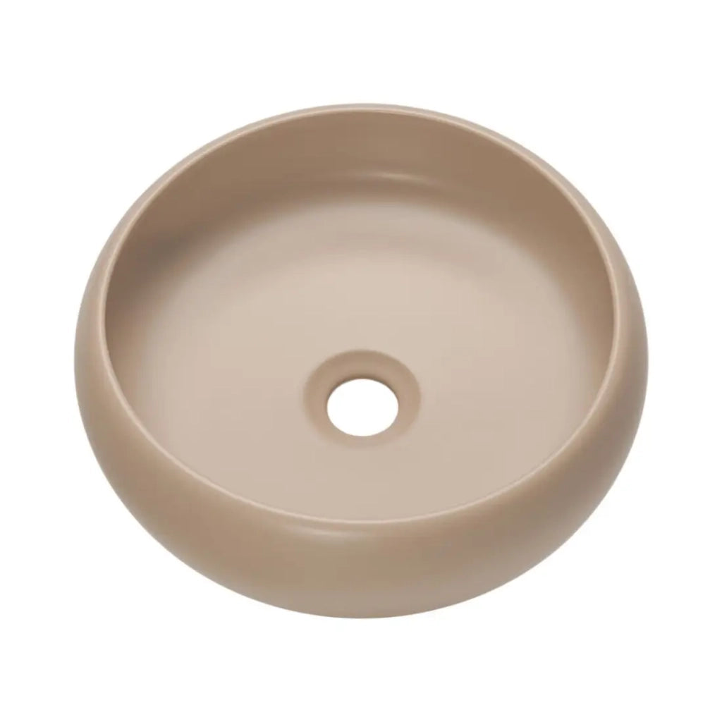 Set bagno TORNADO beige: mobile sottolavabo 60cm + piano per lavabo + lavabo da appoggio marrone rotondo