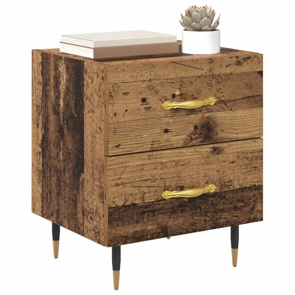 Set di 2 Comodini | Armadio da Notte | Mobiletto da notte Legno vecchio 40 x 35 x 47,5 cm