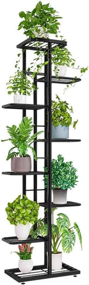 Stand per piante con 8 livelli di metallo per interni ed esterni - grigio scuro argento