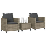 Set da Bistrò 3 pz con Cuscini Grigio in Polyrattan 4003898