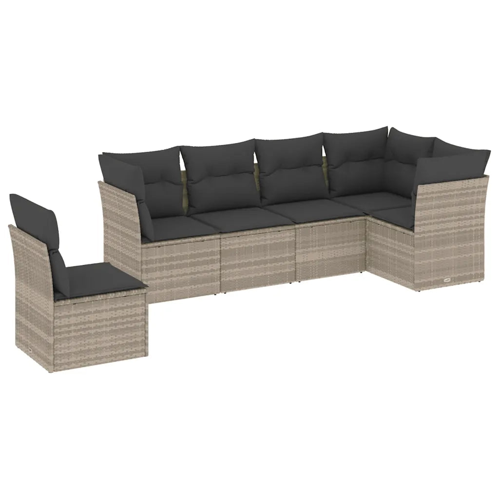 Set Divano da Giardino 6pz con Cuscini Grigio Chiaro Polyrattan 3249541