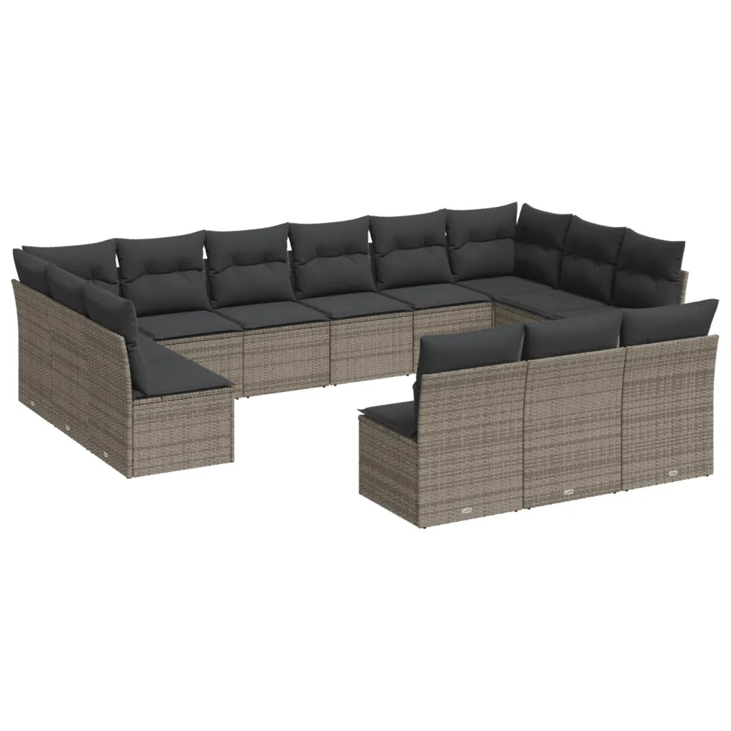 Set Divani da Giardino 13 pz con Cuscini Grigio in Polyrattan 3250229