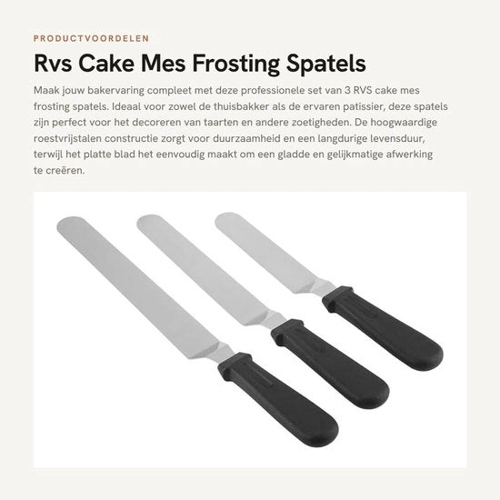 Set di spatole per torte professionale in acciaio inox - 3 pezzi