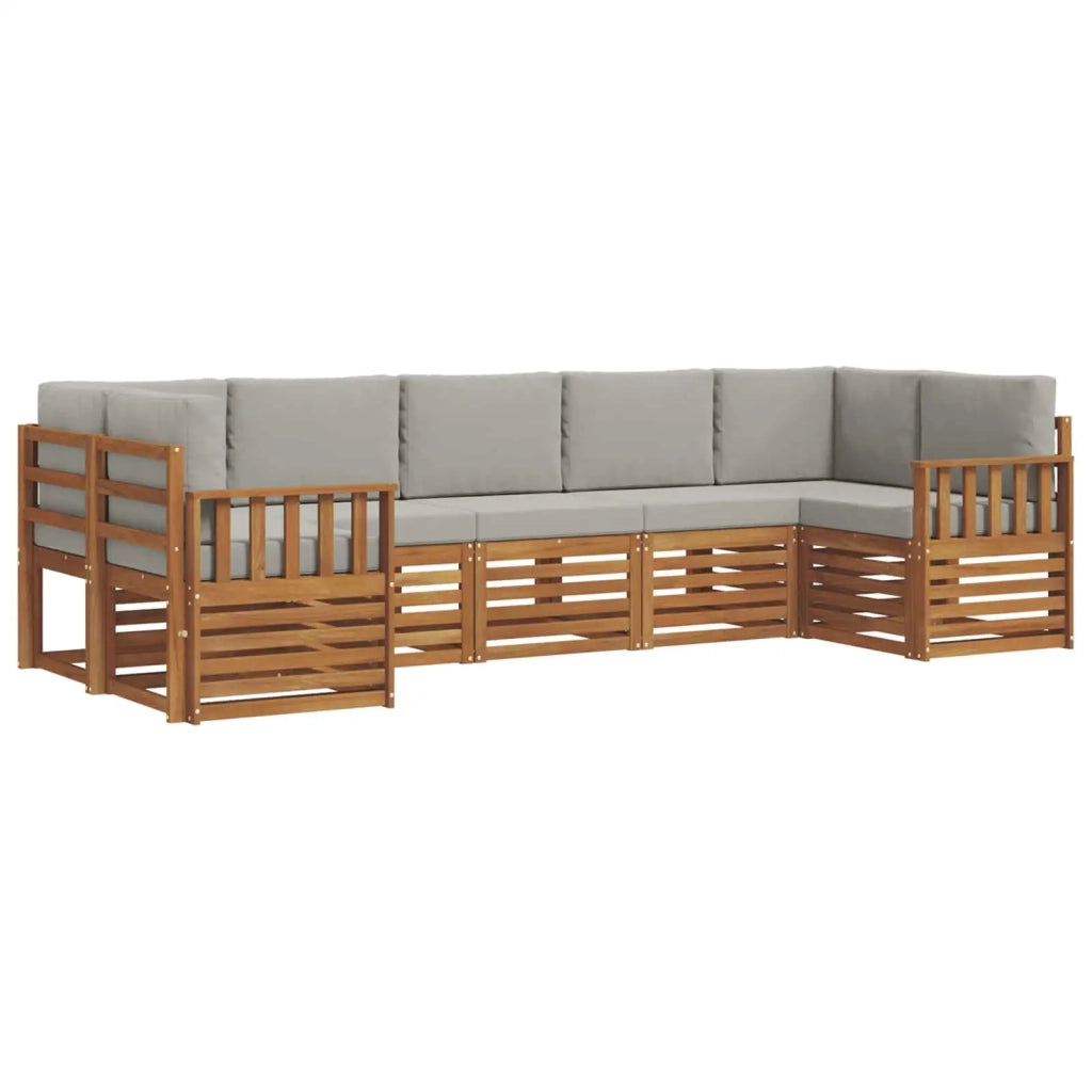 Set divano sezionale con cuscino 7 pcs Grigio Naturale e Chiaro 3375401