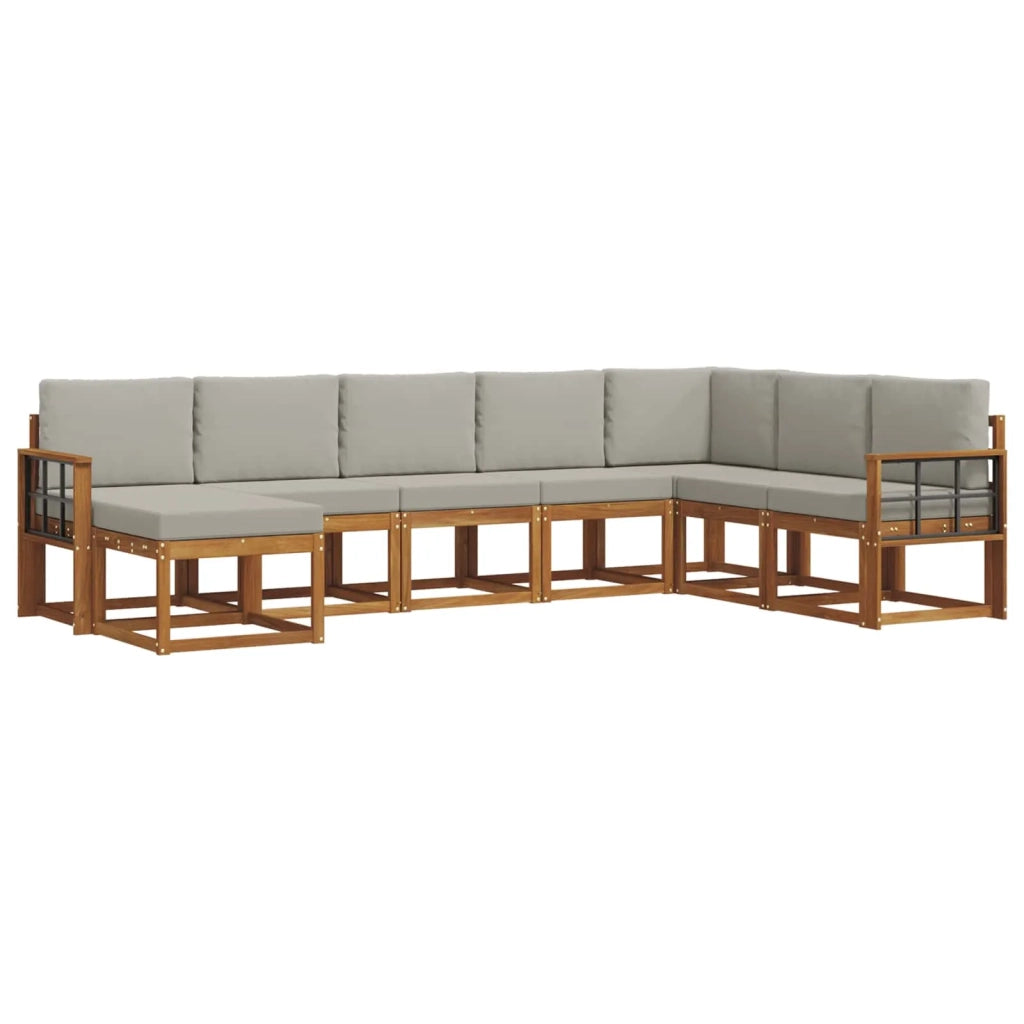 Set di divani da esterno 8 pcs Grigio Naturale e Chiaro 3366824