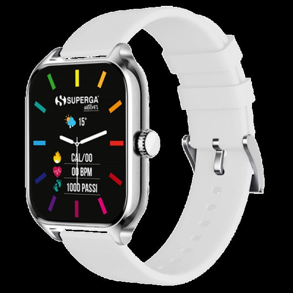 Smartwatch superga alluminio silver quadrata silicone white swt-stc011
