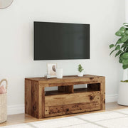 Mobile Porta TV con LED Legno Antico 90x35x40 cm Multistrato 856321