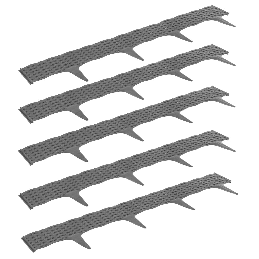 Bordura per prato KADAX, recinzione a palizzata per giardino, recinzione carrabile, grigia, 390 cm, 5 pezzi