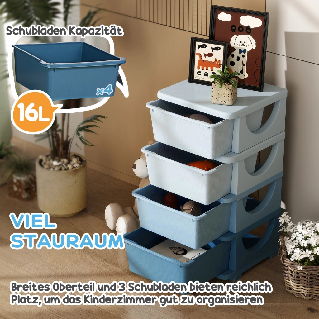 Contenitore per Bambini con 4 Cassetti ¨C Minimal ¨C Blu
