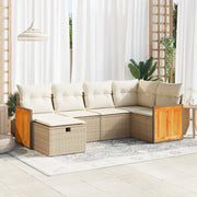 Set Divano da Giardino 6 pz con Cuscini Beige in Polyrattan 3326027