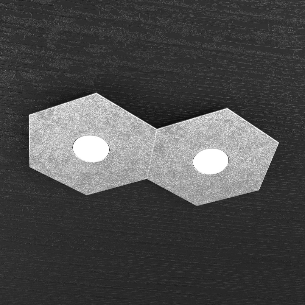 HEXAGON APPLIQUE-PLAFONIERA 2 LUCI FOGLIA ARGENTO 1142-2L-FA