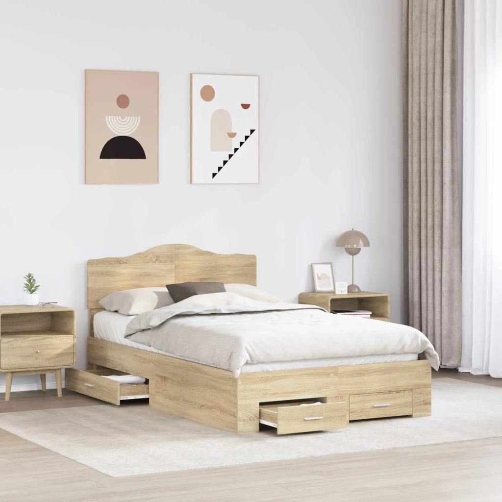 Struttura del letto con testiera-Giroletto con Testiera Rovere Sonoma 120 x 200 cm 110754