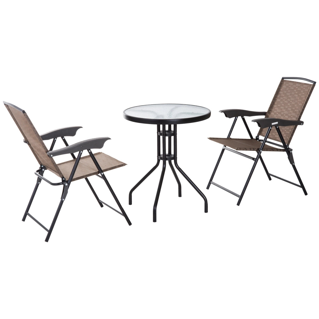 Set Giardino 3 Pezzi con Sedie Pieghevoli e Tavolo Rotondo ¨C Minimal ¨C Grigio