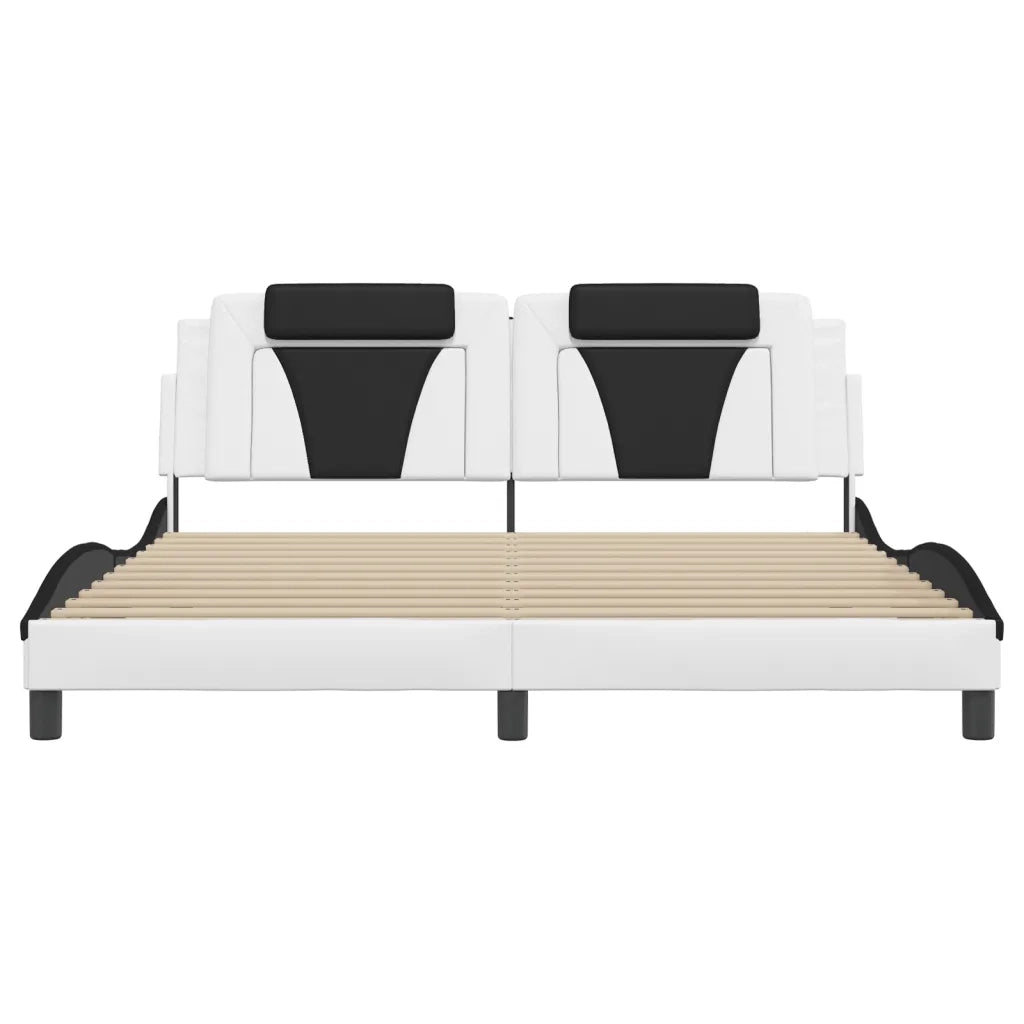 Letto matrimoniale | Letto per adulti | Giroletto Viana con LED senza Materasso Bianco e Nero 180x200 cm