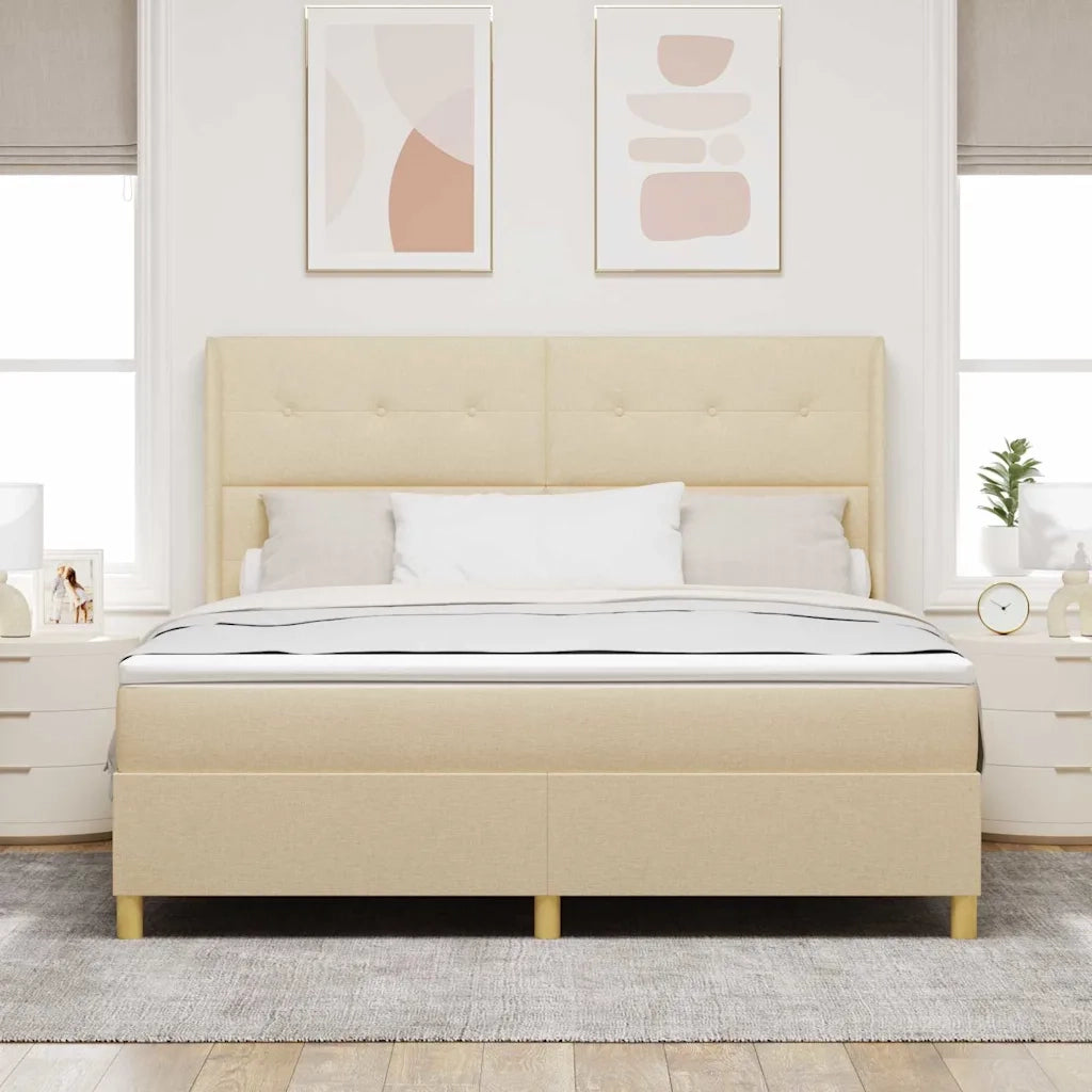 Letto a molle con strisce LED Crema 180 x 200 cm Tessuto 3343712