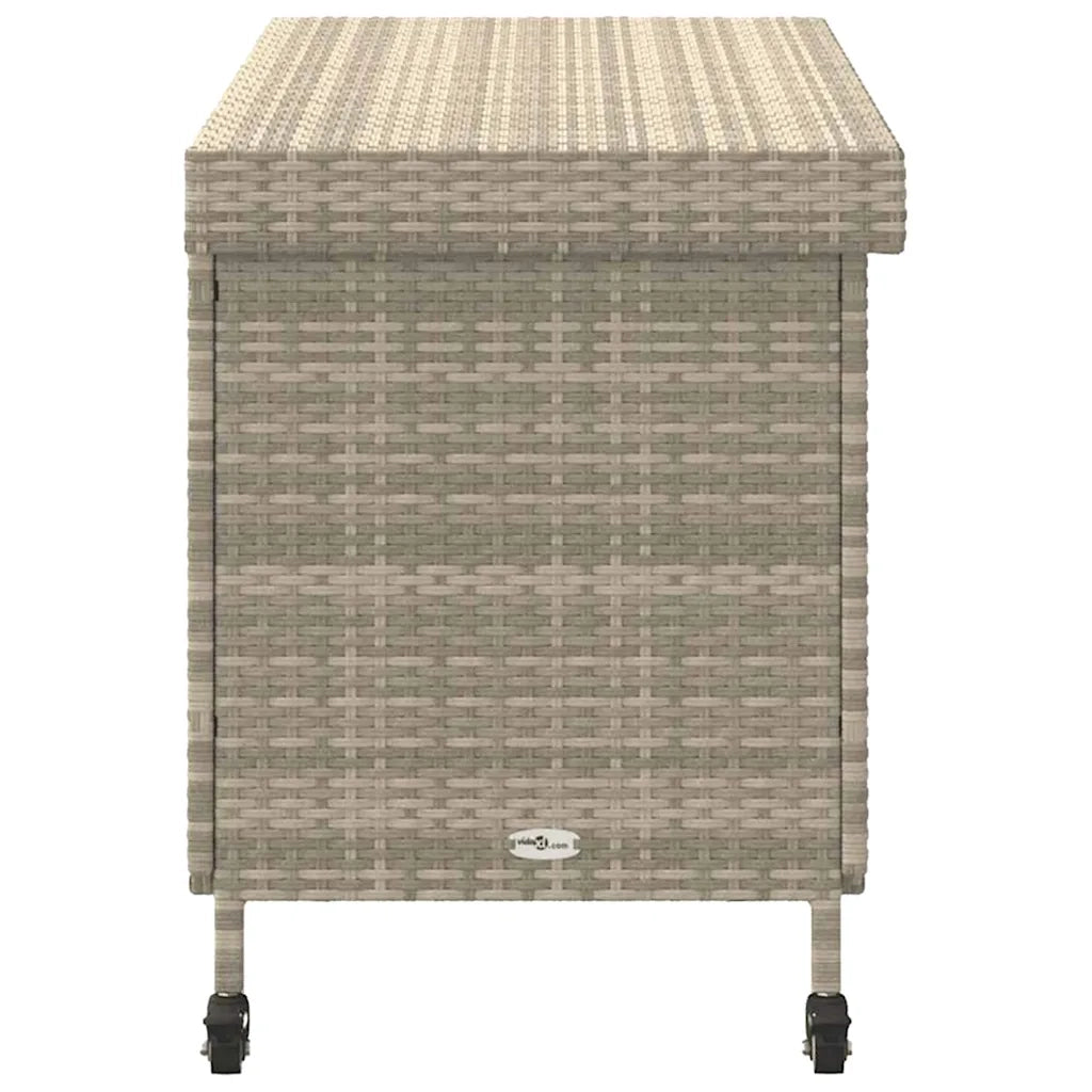 Contenitore da Giardino con Ruote Grigio Chiaro Polyrattan 4103830