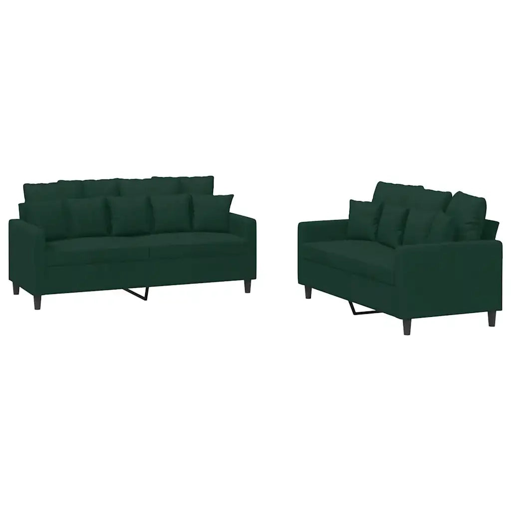 Set di Divani 2 pz con Cuscini Verde scuro in Velluto 3201702