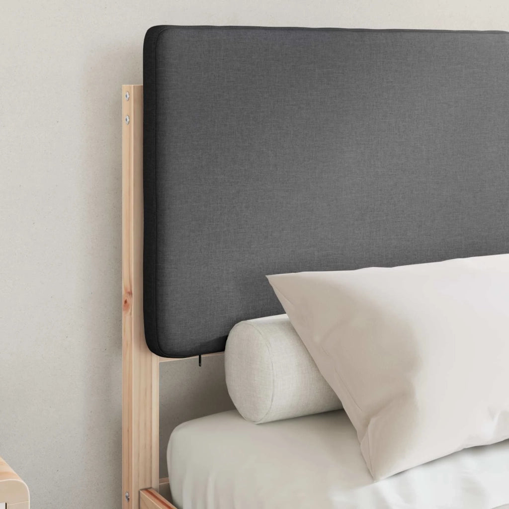 Letto con Testiera Rivestita Grigio scuro 135 x 190 cm 877920