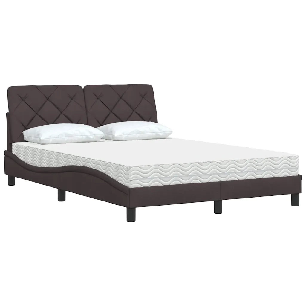 Letto con Materasso Marrone Scuro 120x200cm Tessuto 3310730