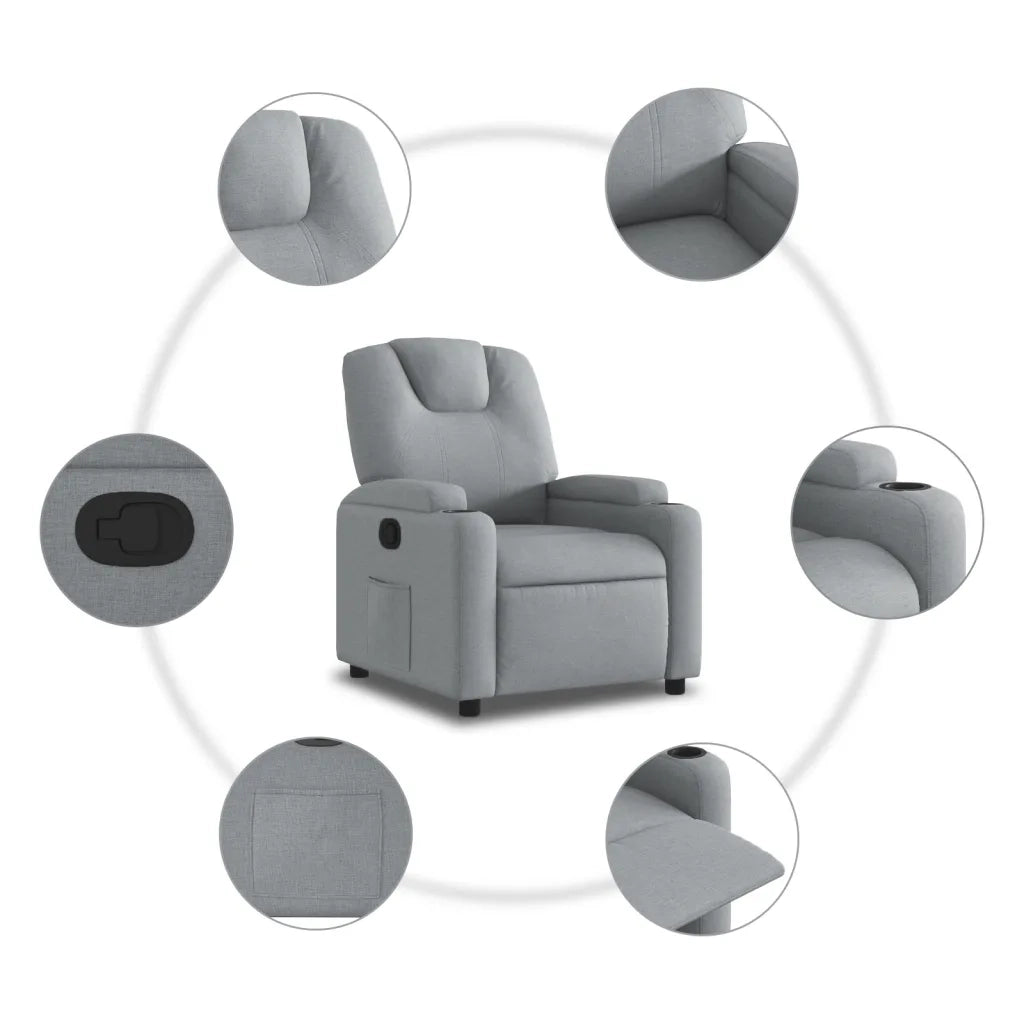 Poltrona Reclinabile in Tessuto Grigio Chiaro 372365