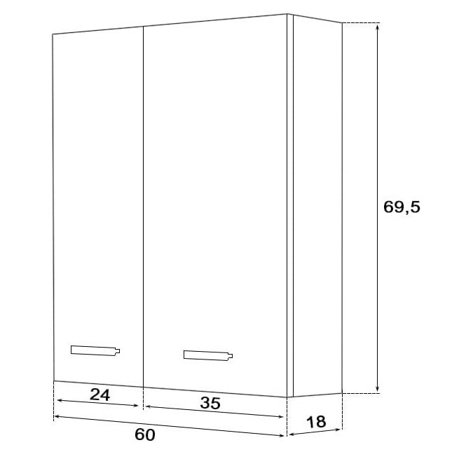 PENSILE DOPPIO STELLA 60X18XH69,5CM 2 ANTE LARICE