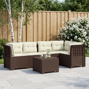 Divano da Giardino 5 Posti con Cuscini Stile Rattan PP Marrone 3444090