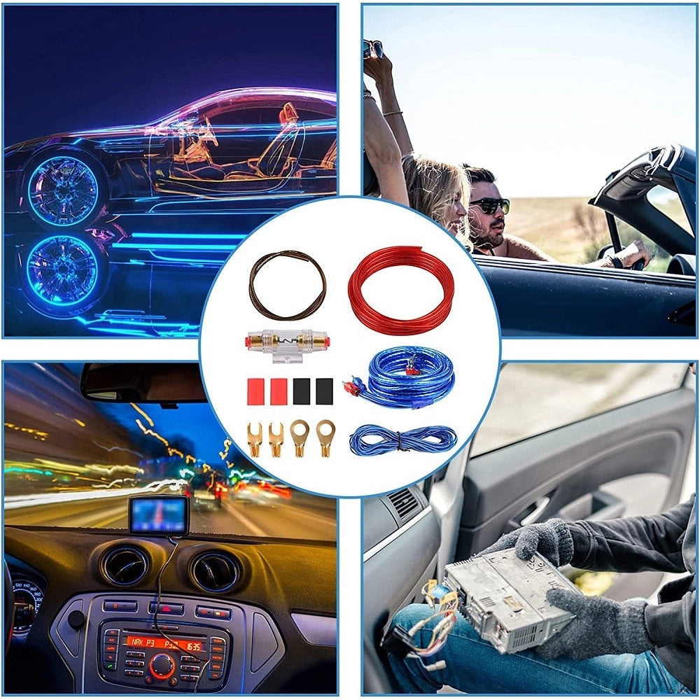 Trade Shop - Set Cavi Per Amplificatori Auto 8ga Cablaggio Amplificatore Subwoofer Audio Amp -