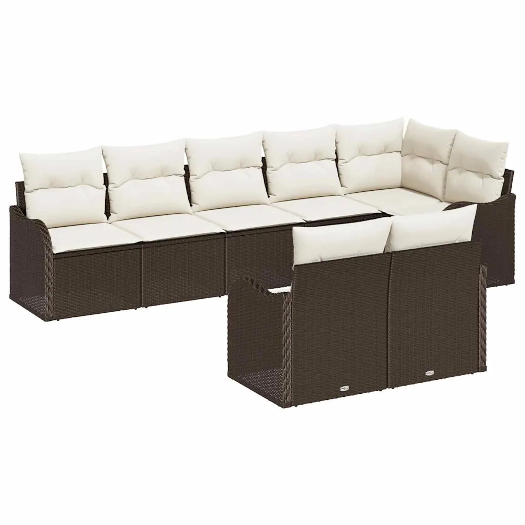 Set Divano da Giardino Marrone polyrattan