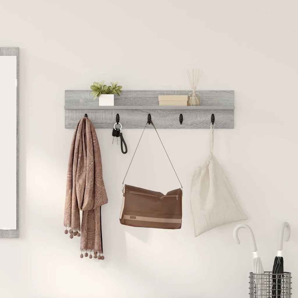 Appendiabiti a muro A parete Grigio Sonoma 80 x 10,5 x 18 cm 874400