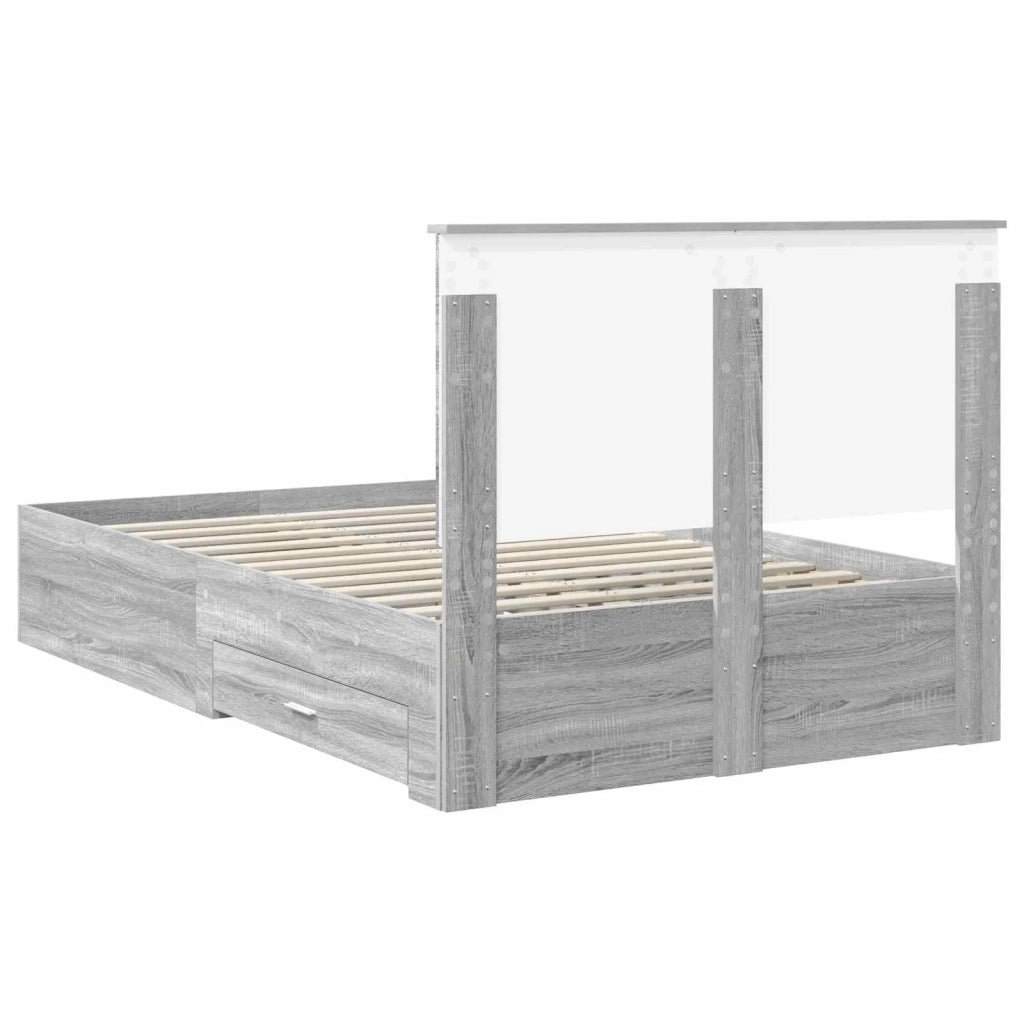 Struttura del letto con testiera Grigio Sonoma 135 x 190 cm 3409663