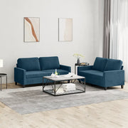 Set di Divani 2 pz con Cuscini Blu in Velluto