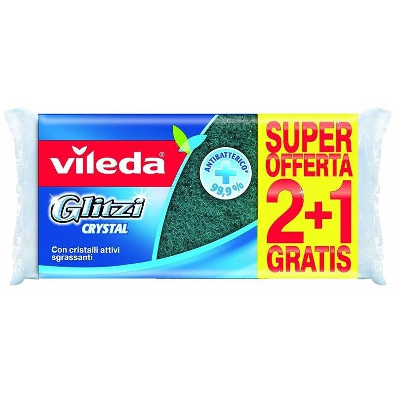 VILEDA SPUGNA DA CUCINA GLITZI CRYSTAL 2 + 1 OMAGGIO