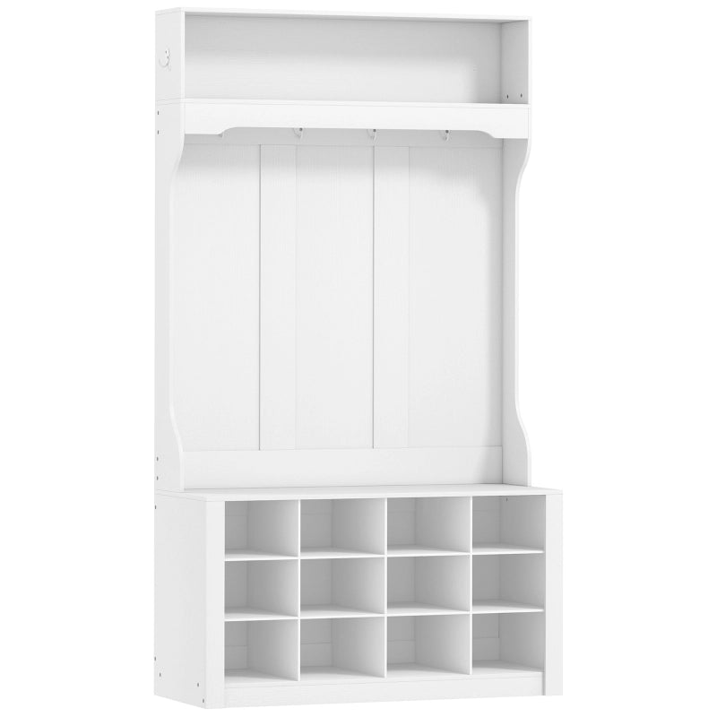 APPENDIABITI con panca e 12 scomparti scarpe 100x35x172,2 cm Bianco