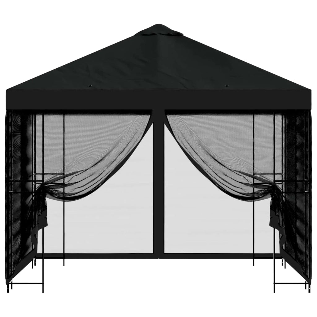 Gazebo da giardino con pareti laterali 3 x 3 m Nero 900346