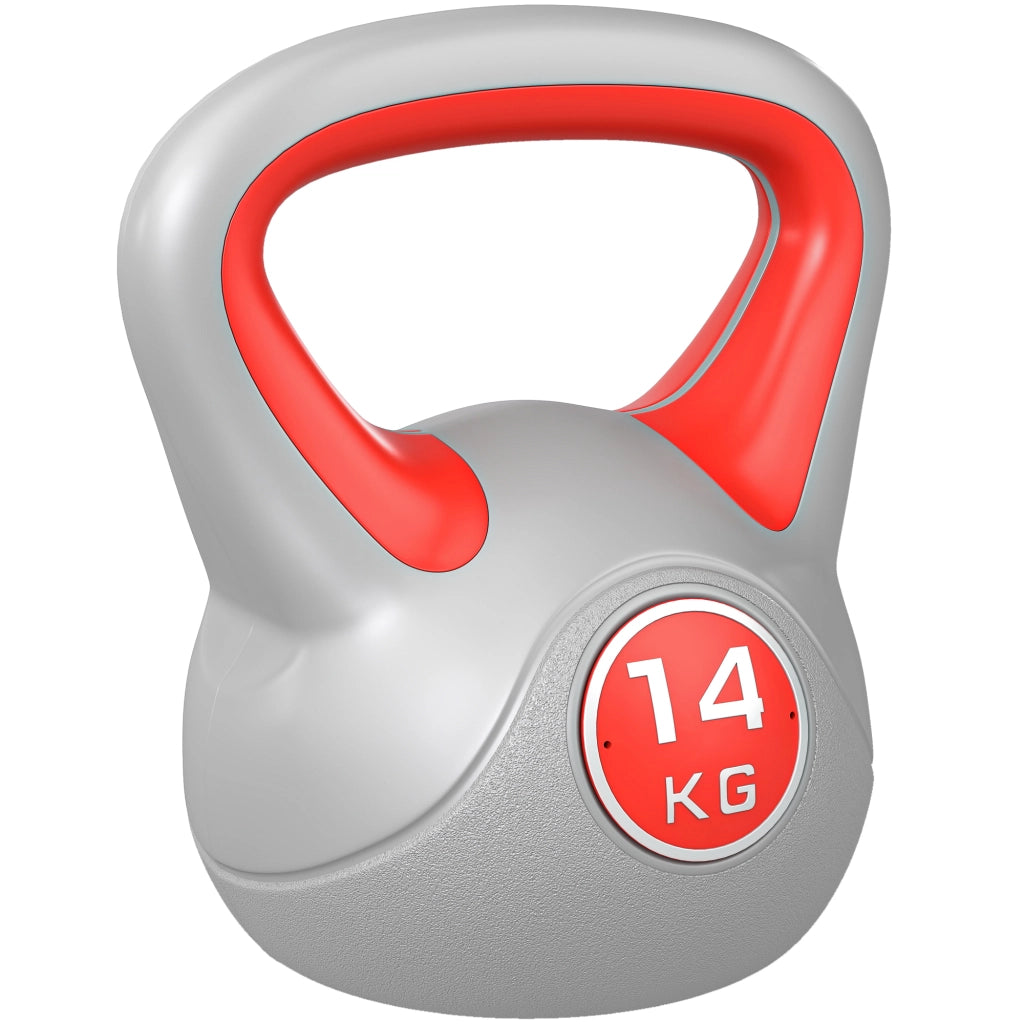 Kettlebell 14 kg ¨C Xylo ¨C impugnatura ergonomica, allenamento muscolare, 26x18x32 cm, rosso