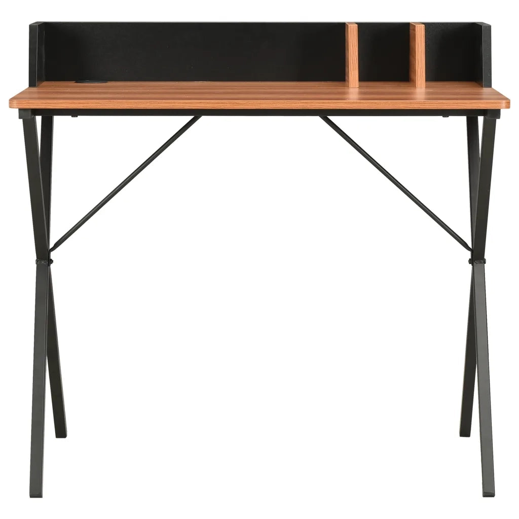 Scrivania | Tavolo da Ufficio Nera e Marrone 80x50x84 cm