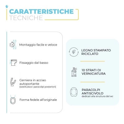Copriwater serie Conca colore Bianco Ideal Standard legno rivestito e cerniere in acciaio