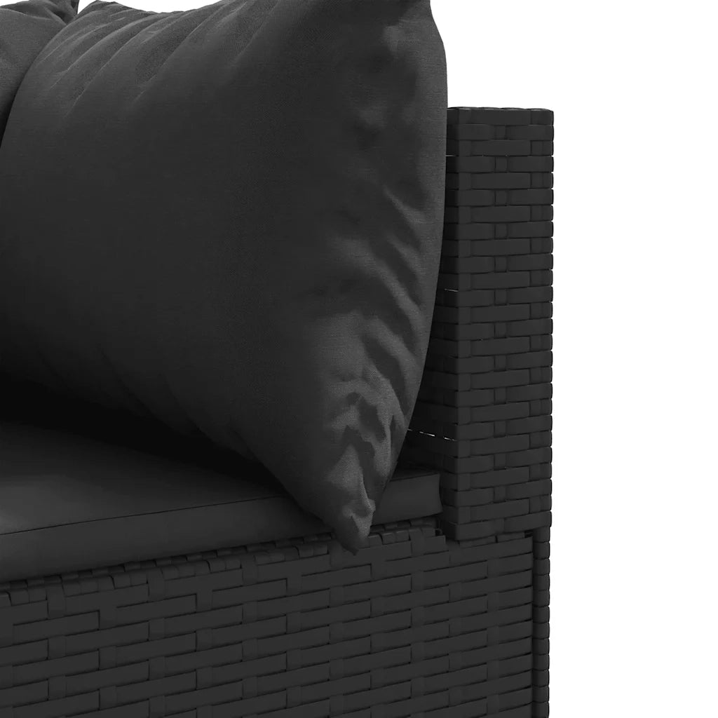 Set Divani da Giardino 4 pz con Cuscini Nero in Polyrattan 3308075