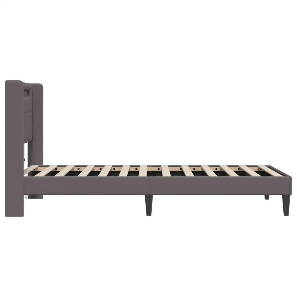 Letto singolo | Letto per adulti | Struttura del letto con testiera Grigio 80 x 200 cm Similpelle