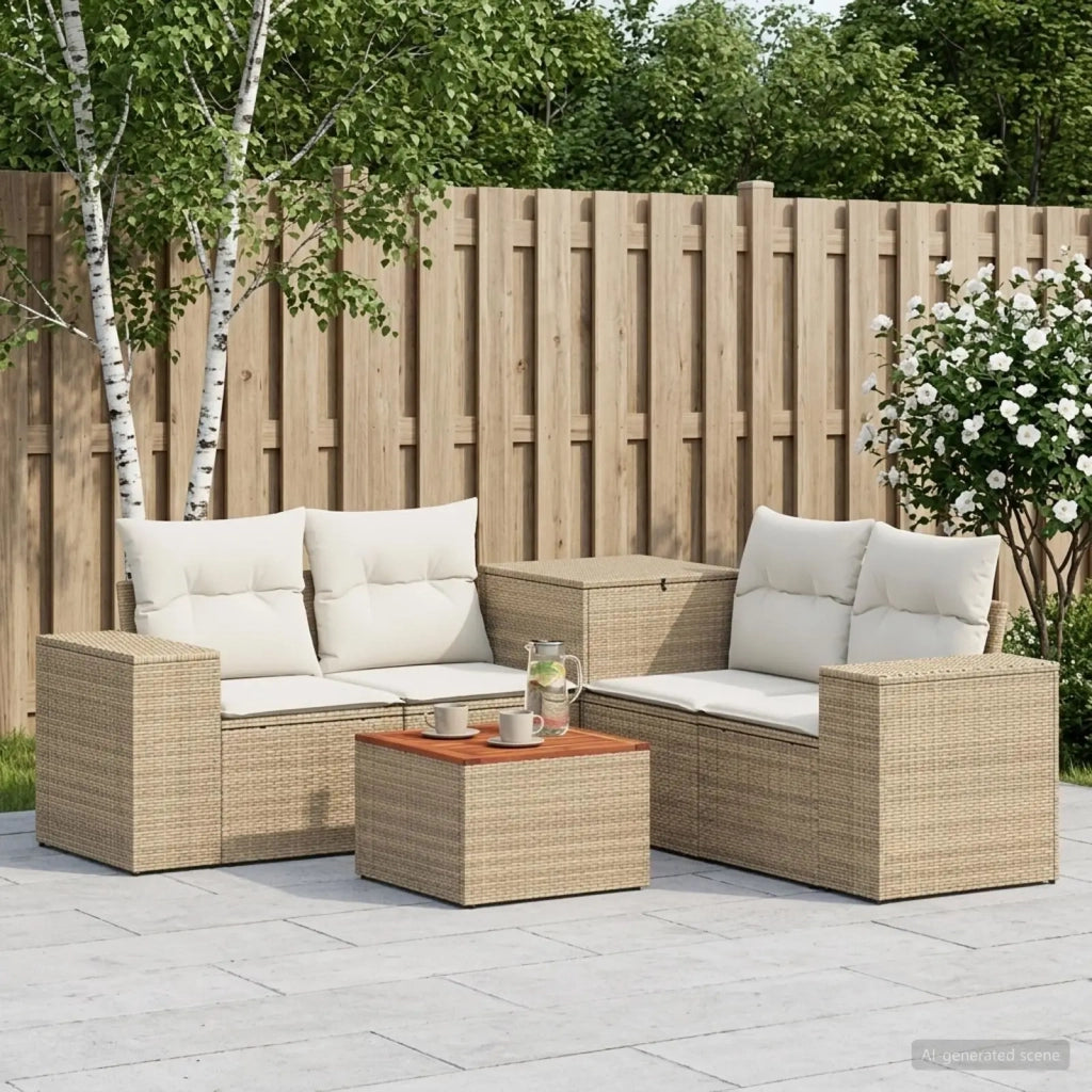 Set di divani 6 pz Beige e Bianco Crema 3447580