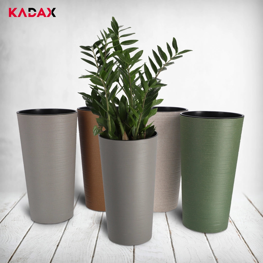 Vaso da fiori KADAX, coprivaso, alto, 57 cm, con inserto, per soggiorno, grigio