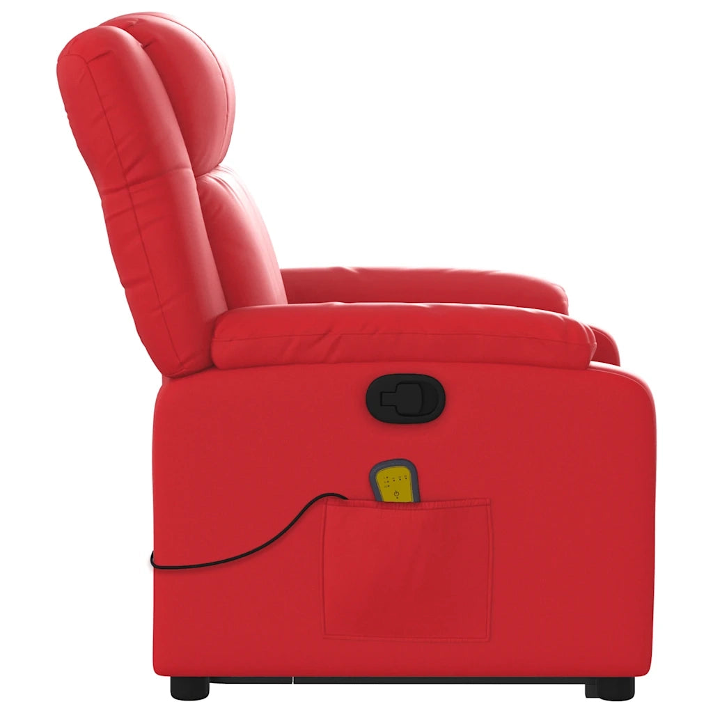 Poltrona Alzapersona Reclinabile Massaggio Rosso in Similpelle 3205162