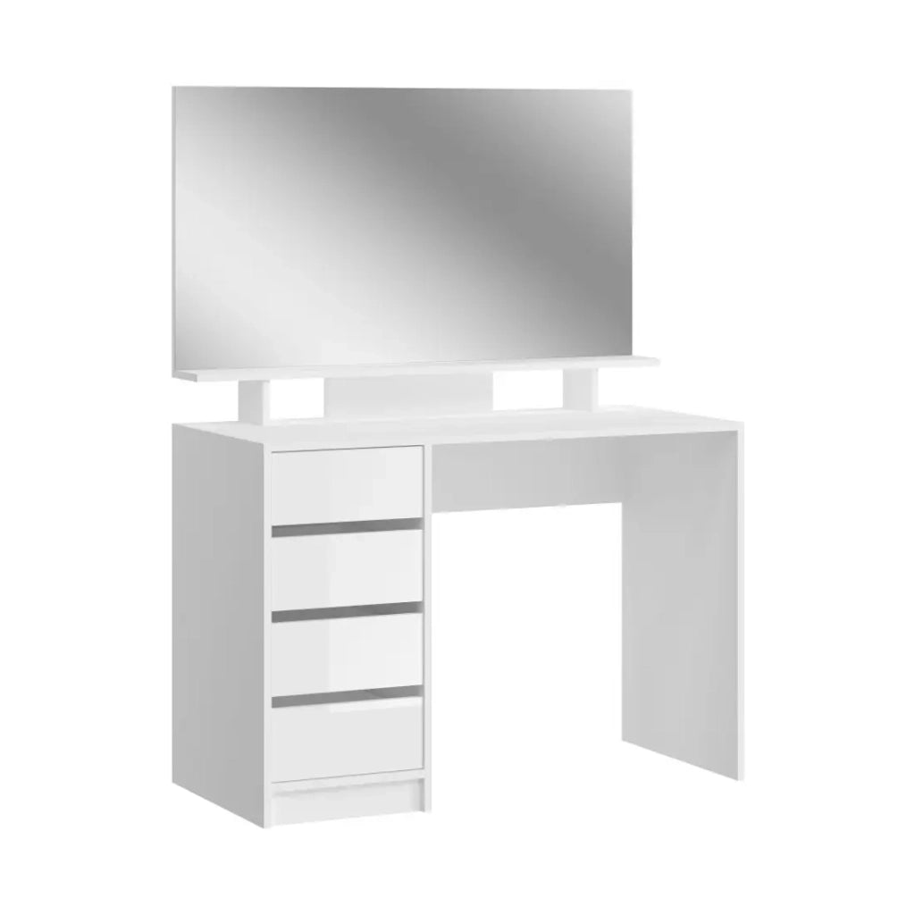 Toilettista ESTRELLA bianca con specchio – 110 cm, 4 cassetti, stile classico