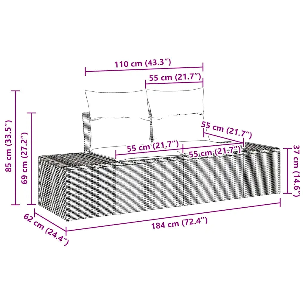 Set Divano da Giardino con cuscino 5 pcs Grigio polyrattan 3359358