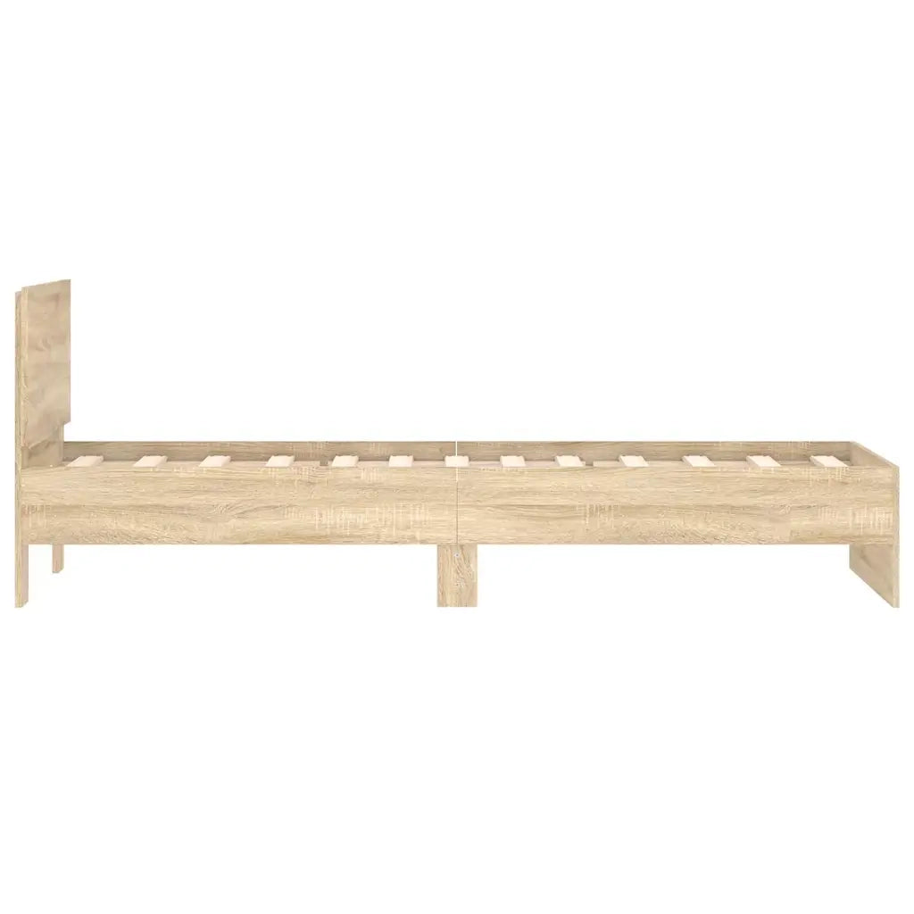 Letto singolo | Letto per adulti | Giroletto senza Materasso con Testiera Rovere Sonoma 75x190 cm