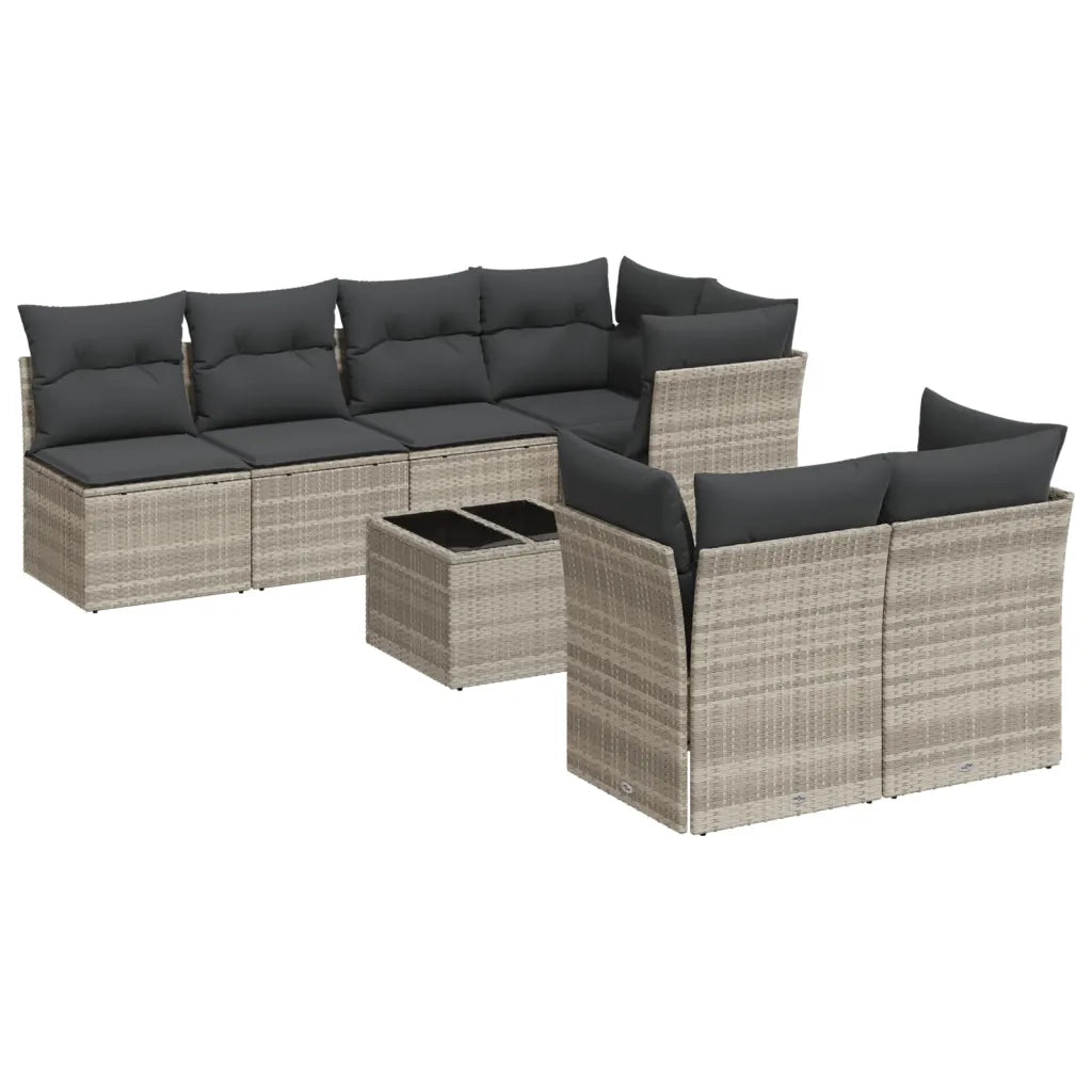 Set Divano da Giardino 8pz con Cuscini Grigio Chiaro Polyrattan 3249141