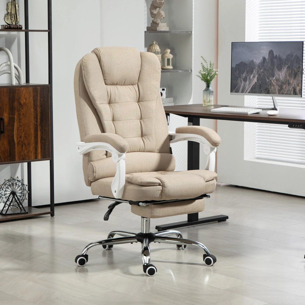 Poltrona da ufficio reclinabile con poggiapiedi e braccioli ¨C zephmum ¨C beige