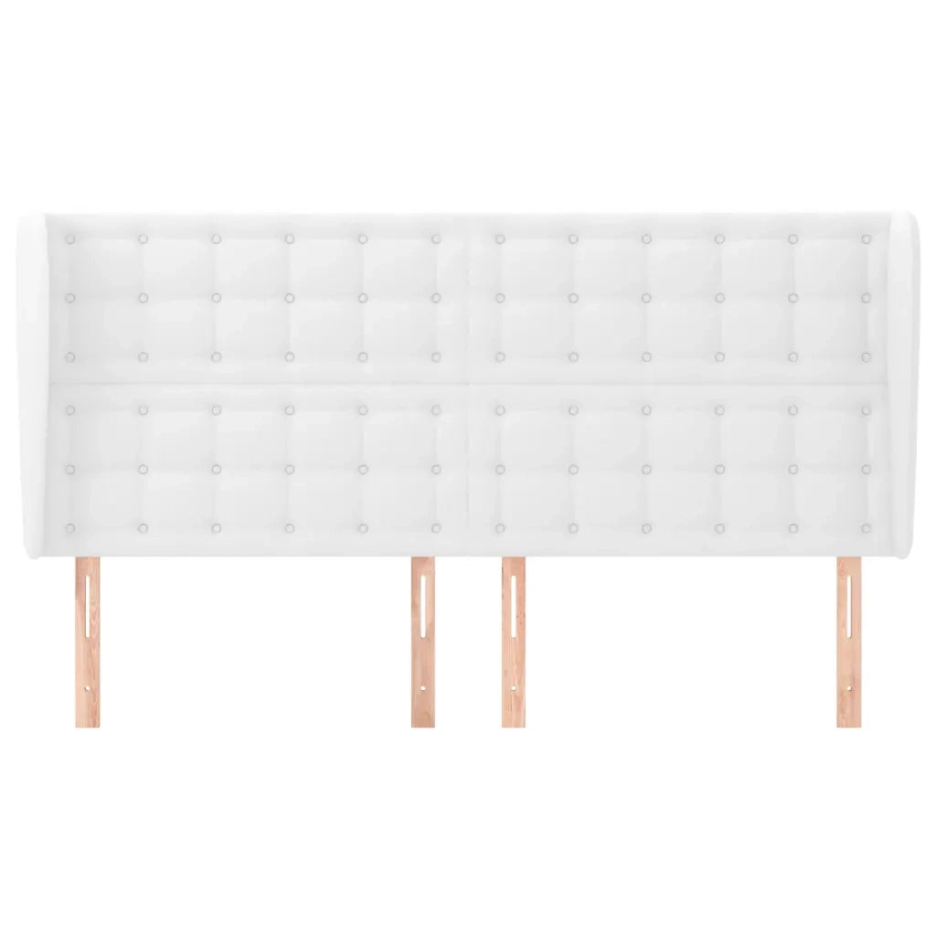 Testiera | Testata ad Orecchio Bianca 183x23x118/128 cm in Similpelle