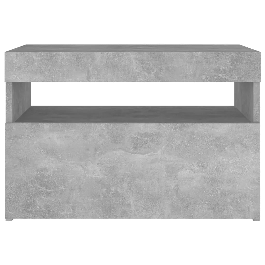 Comodino | Armadio da Notte | Mobiletto da notte con Luci LED Grigio Cemento 60x35x40 cm
