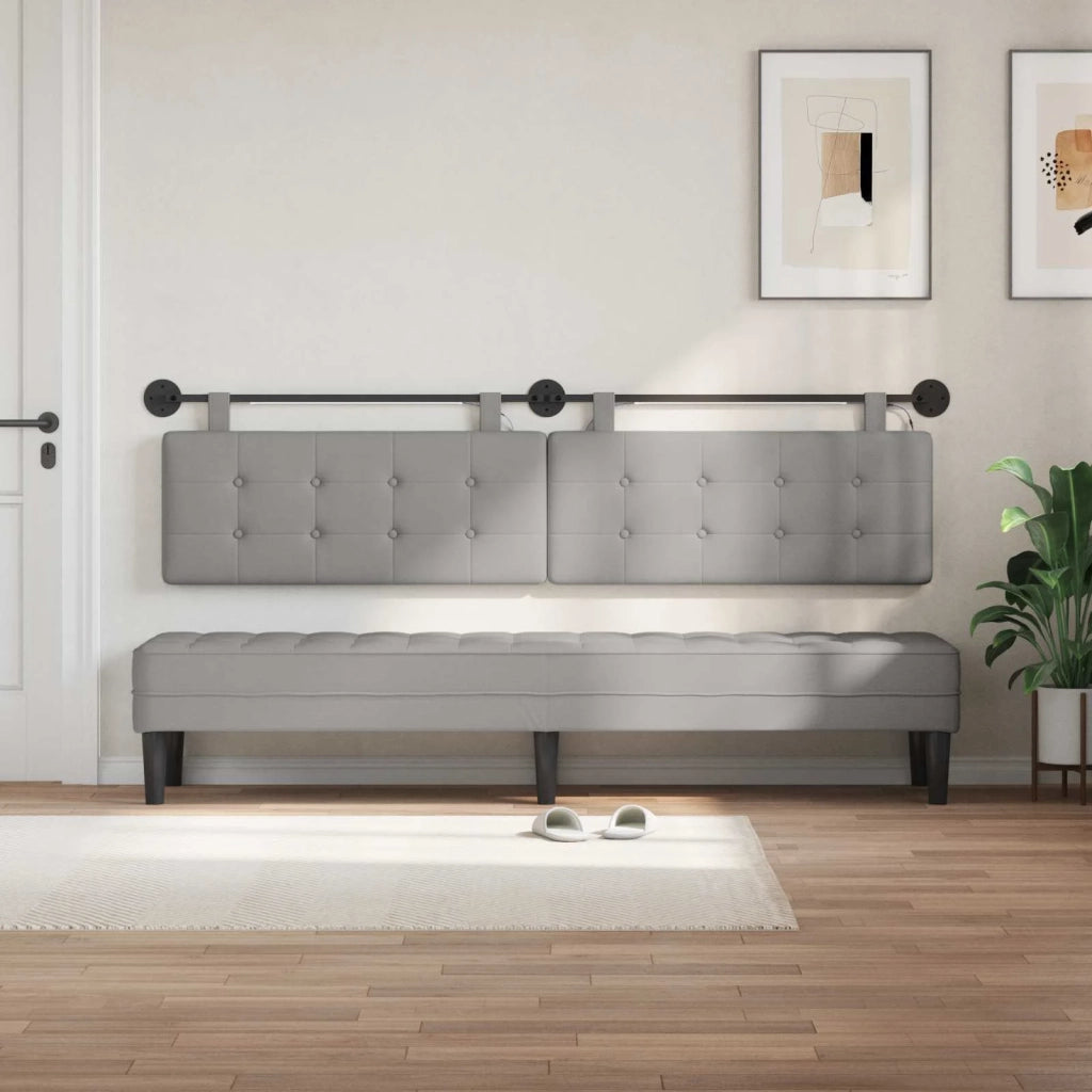Testiera | Testata sospesa Con luce LED Grigio Nuvola Tessuto